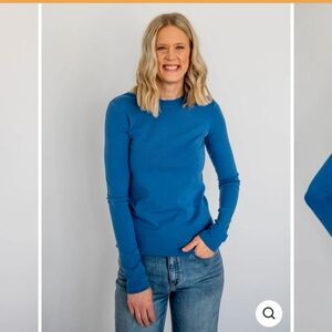 NWT Medium TALL Amalli Talli Blue Women's Creme De La Creme Long Sleeve T